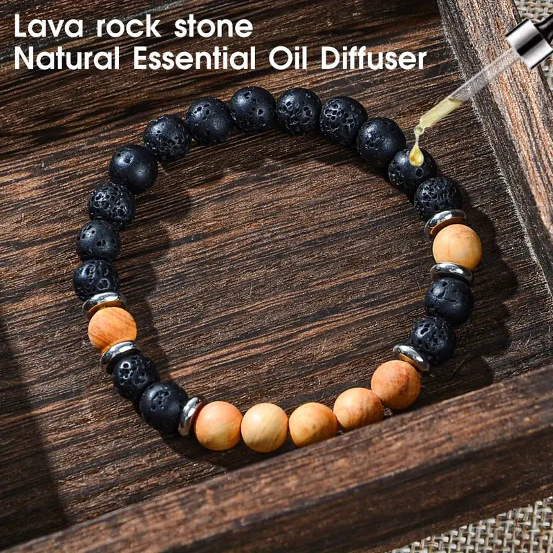 Schutz-Armband Lavastein Holzperlen Diffusor