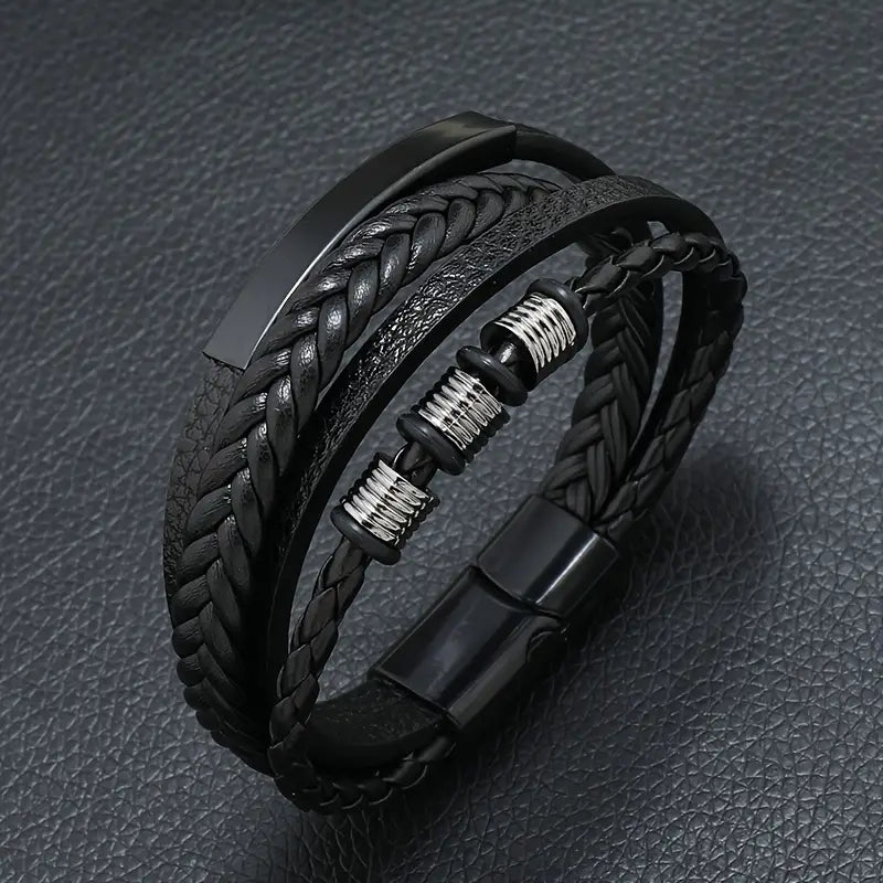 Herrenarmband schwarz Vintage geflochten