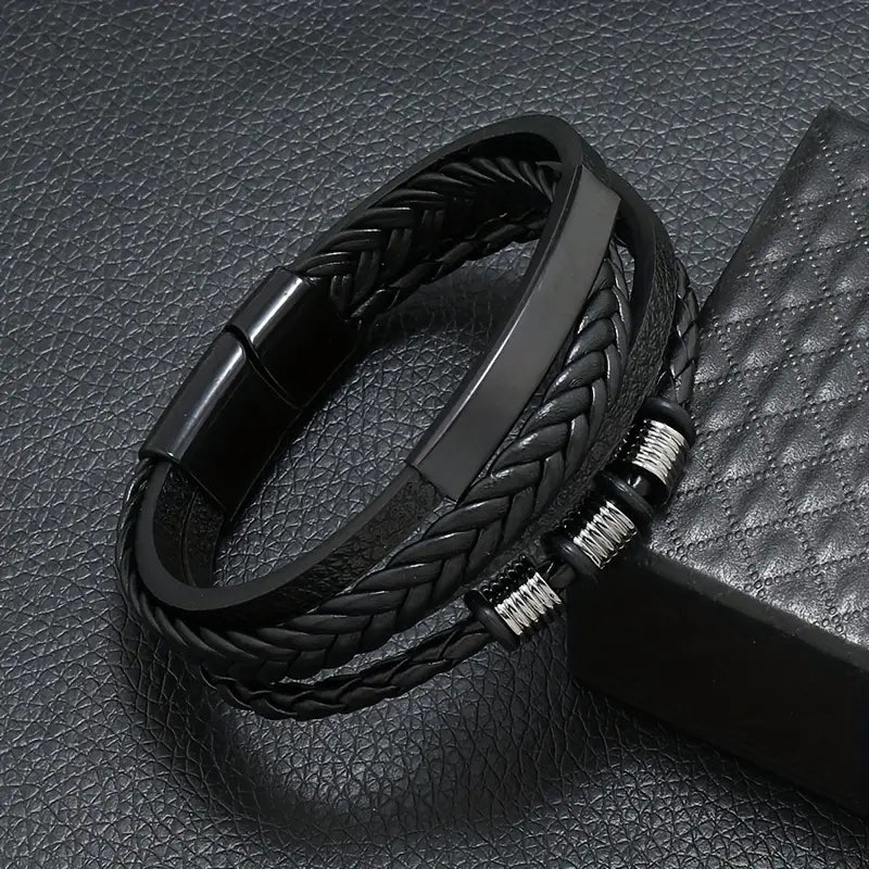 Herrenarmband schwarz Vintage geflochten