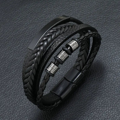 Herrenarmband schwarz Vintage geflochten