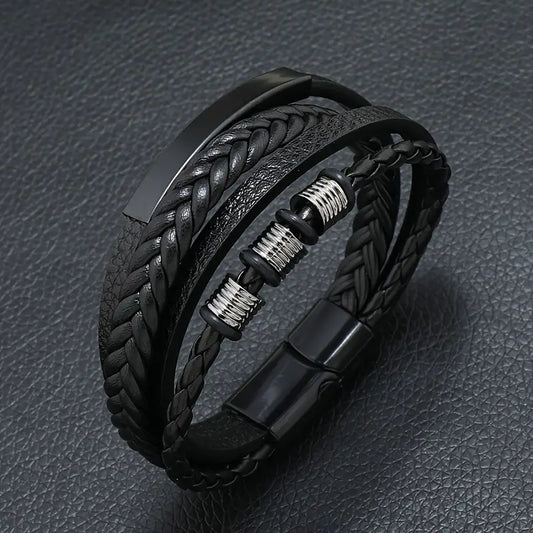 Herrenarmband schwarz Vintage geflochten