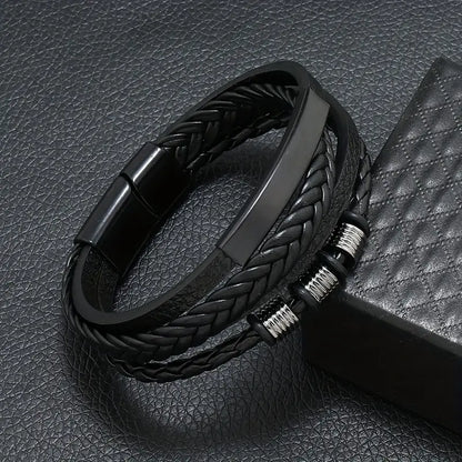 Herrenarmband schwarz Vintage geflochten